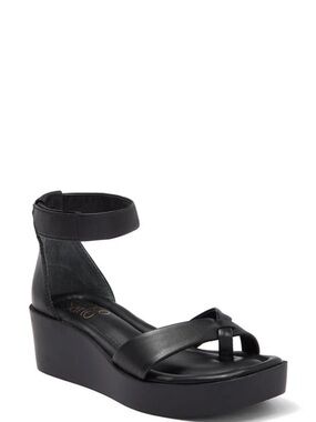 Franco Sarto Black Platform Ankle-Strap Sandal
